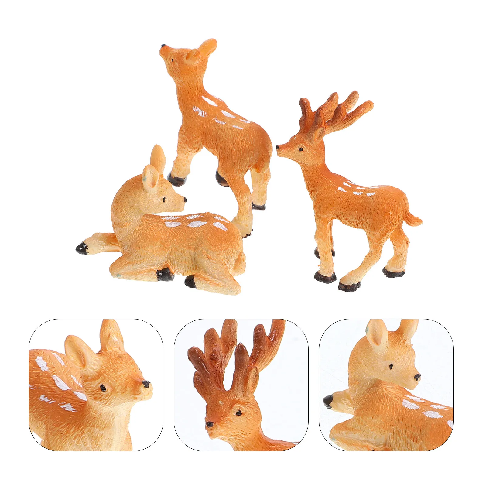 

3Pcs Miniature Deer Statue Resin Small Deer Ornament Micro Landscape Decoration Bonsai Desk Garden Decoration Garden Decor