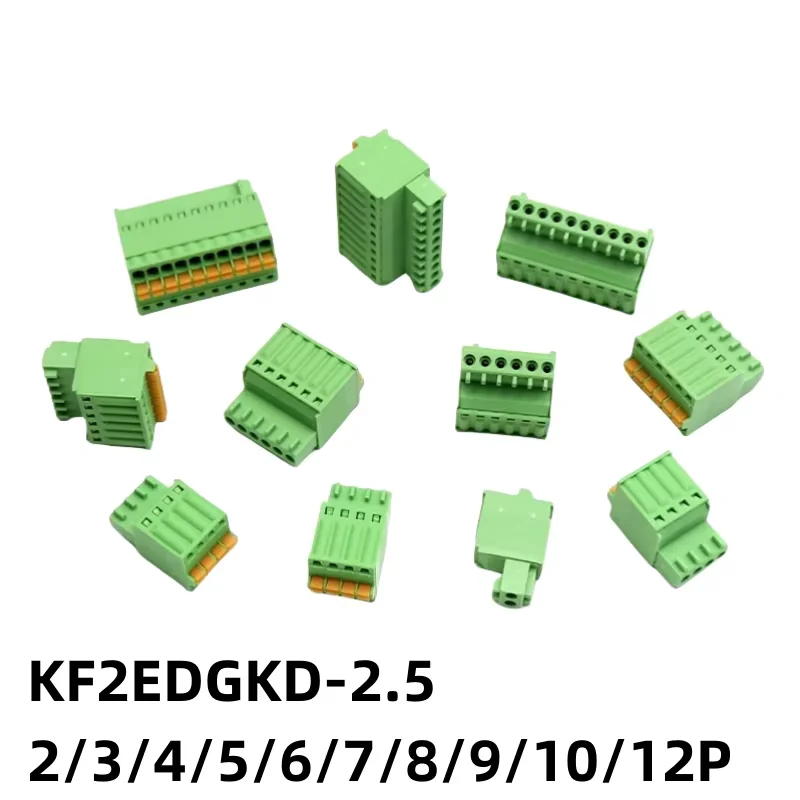 

5Pcs KF2EDGKD-2.5 Plug Connector 2P 3P 4P 5P 6P 7P 8P 9P 10P 12P Pitch 2.5mm 125V 4A Pluggable Terminal Block Cable Connector
