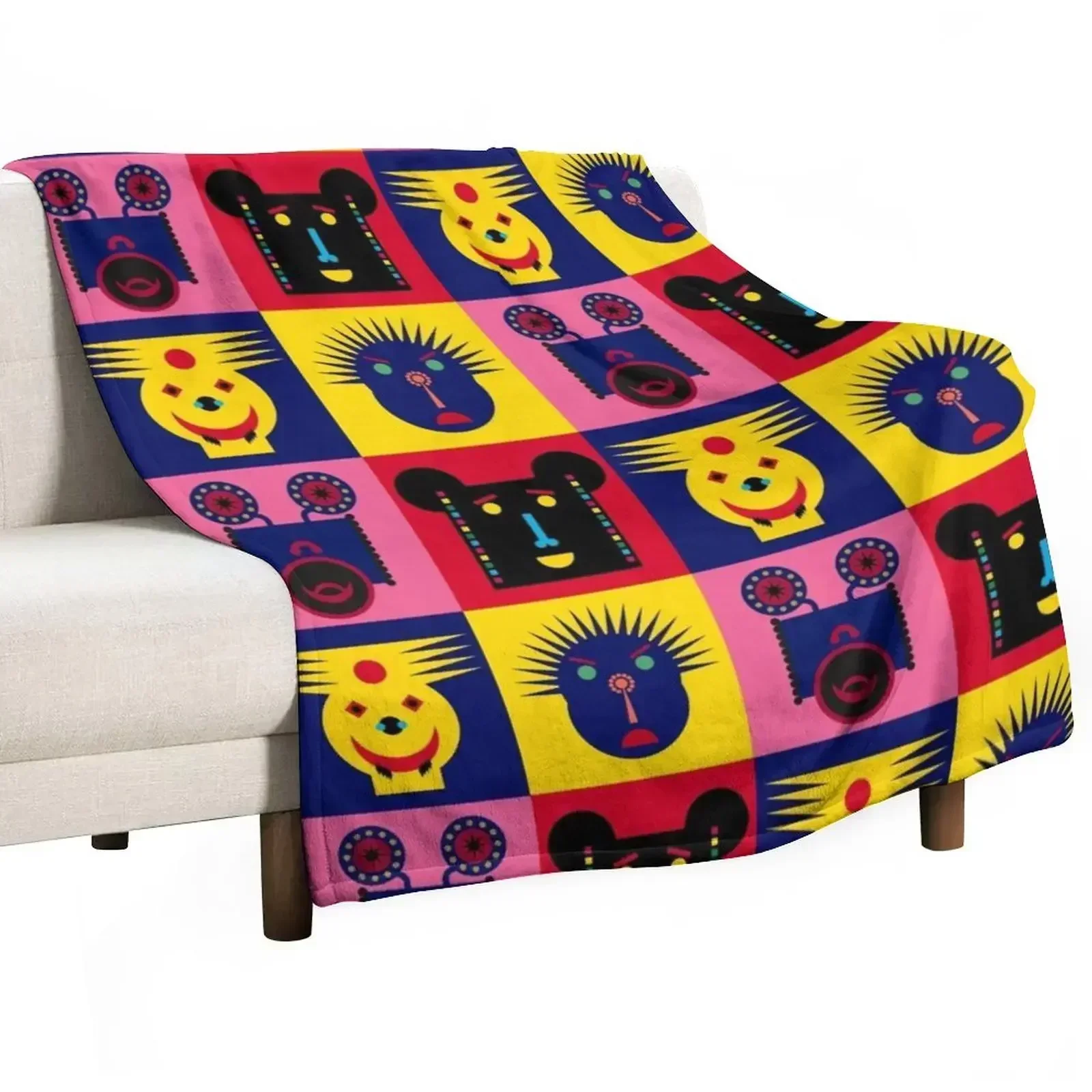 

New Happy Town Faces 1 Throw Blanket Stuffeds Blankets Sofas Of Decoration Blankets