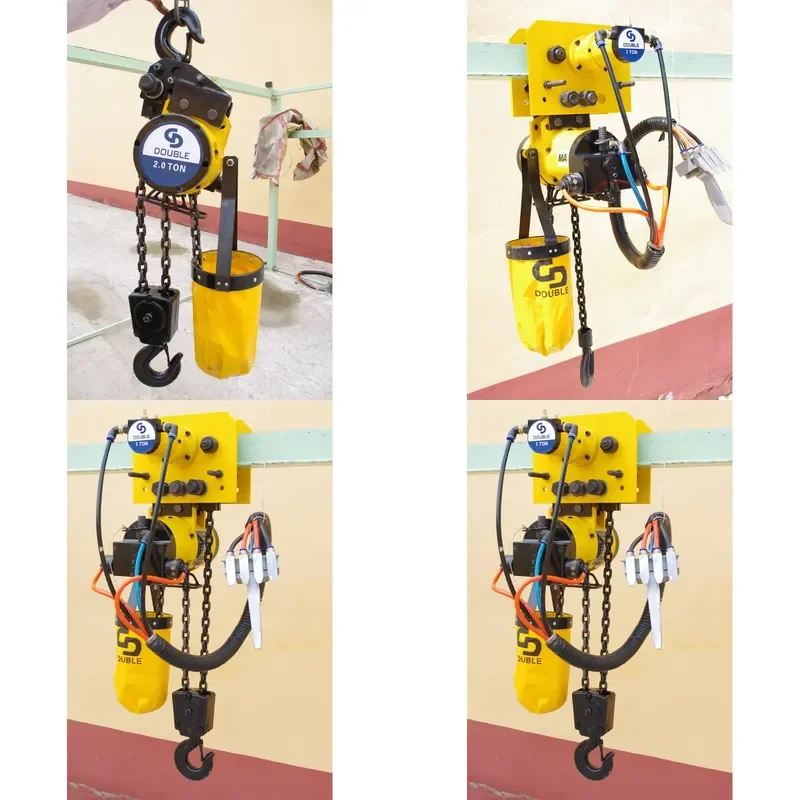 for 2T 2000kg Double Chain Pneumatic Pulley Winch Electric Hoist Remote Control 2.4m/min Lifting Speed 1 Year Warranty No