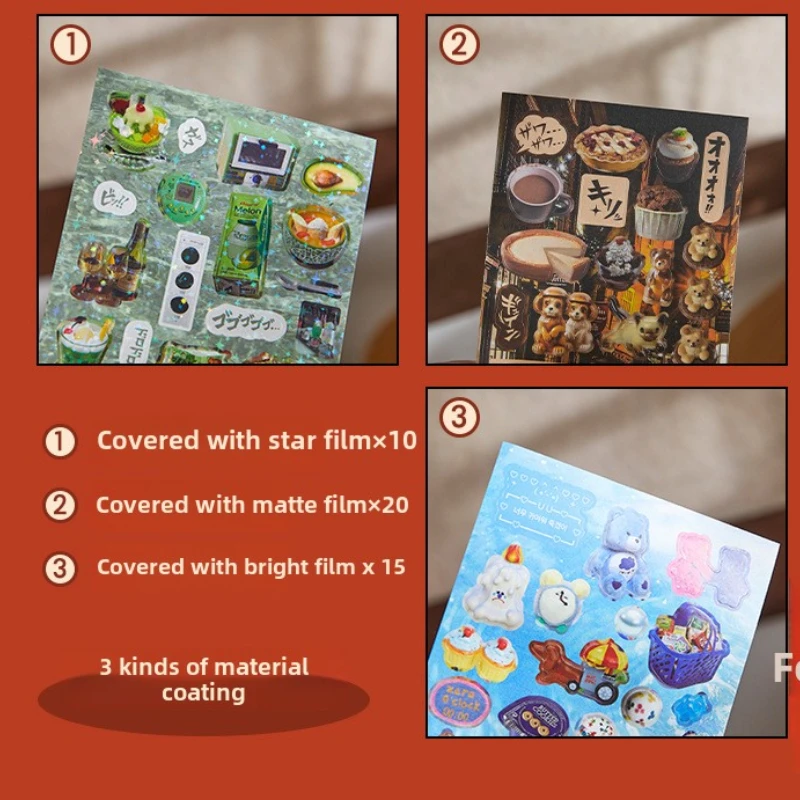 45Pcs Flash Japanese food stickers handbook material  Colorful food retro sticker Collection