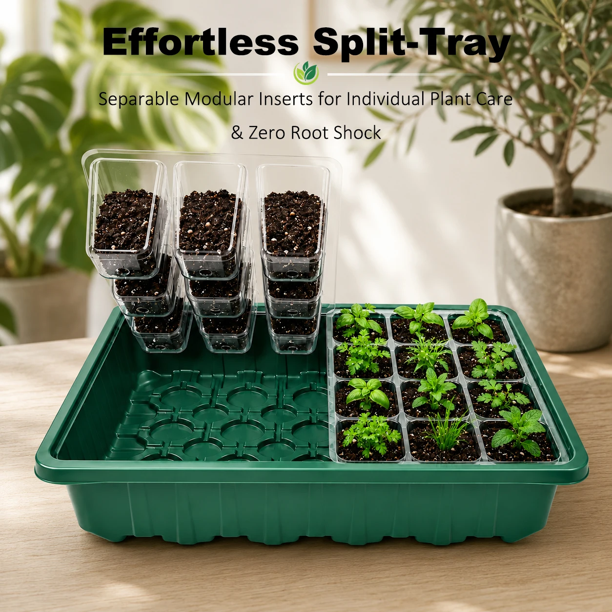 Seedling tray with grow light—indoor greenhouse germination kit, including USB controller, adjustable ventilation vent, and seed