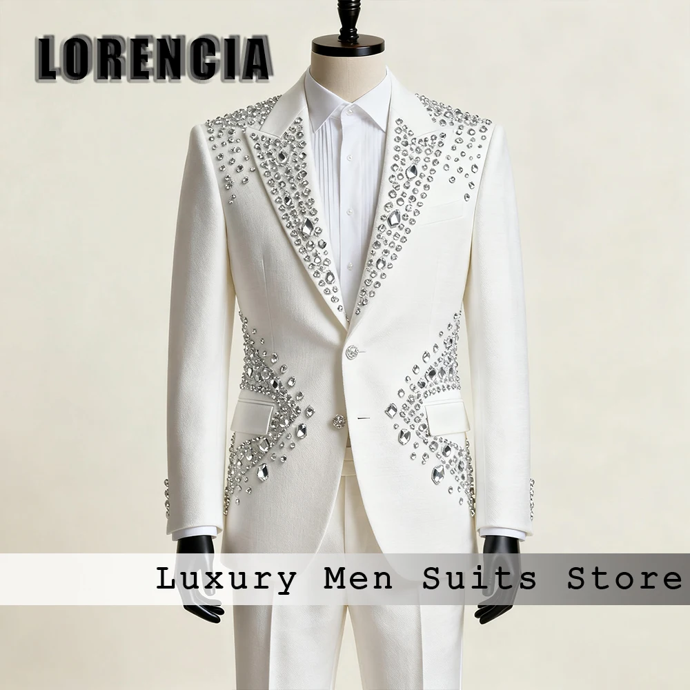 

Elegant Diamond Men Suits 2 Pieces Single Breasted Groom Outfits Wedding Tuxedo 2025 Customized Blazer Pants trajes para hombre