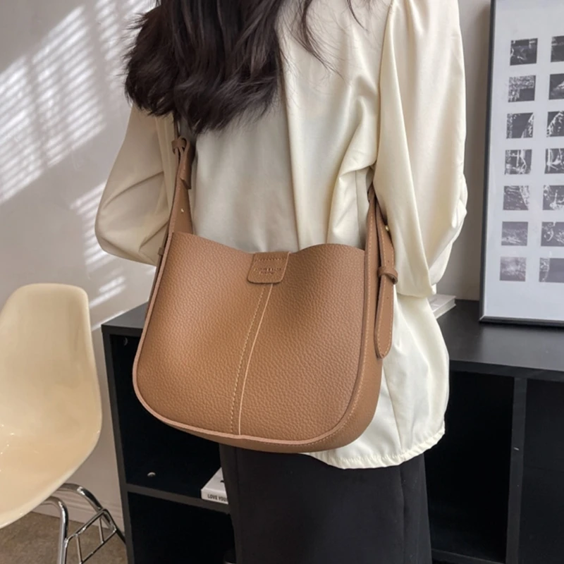 Shoulder Bag for Women Large Capacity Solid Color Bucket Bags with Small Purse