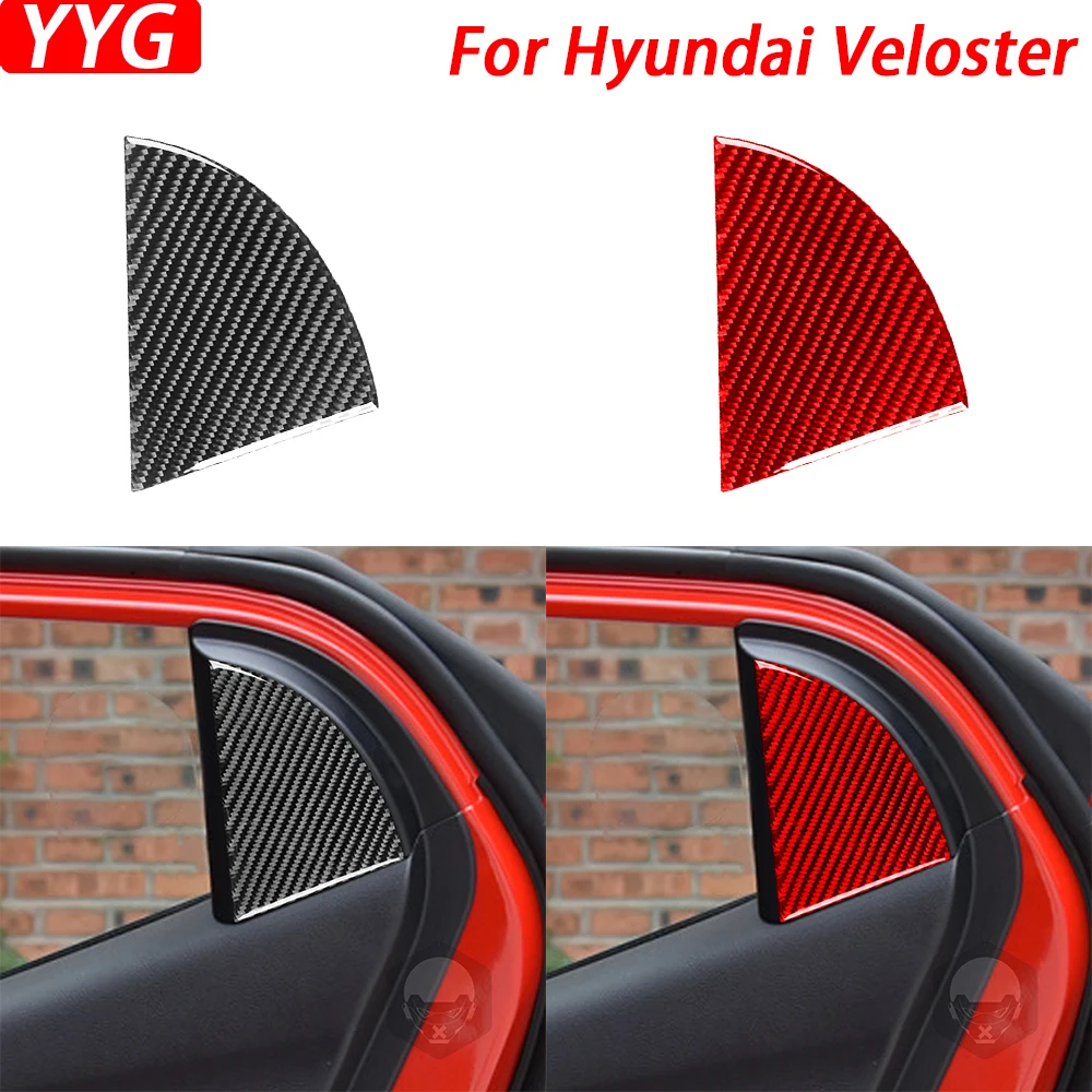 For Hyundai Veloster 2019-2023 Carbon Fiber Rear Door Window Corner Panel Trim Cover Car Interior Decorative Accessories Sticker