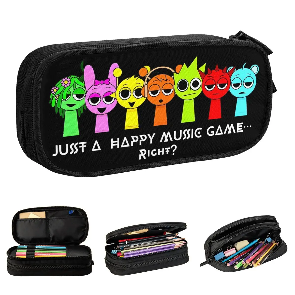 Sprunki Beats Funny Happy Music Game Pencil Cases Incredibox Pencilcases Pen Holder Big Capacity Bags School Gift Stationery