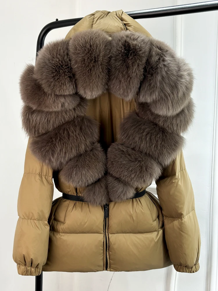 2024 Winter Puffer Jacket Women Real Fox Fur Hooded Thick Warm 90% White Duck Down Coat Female Parkas Waterproof