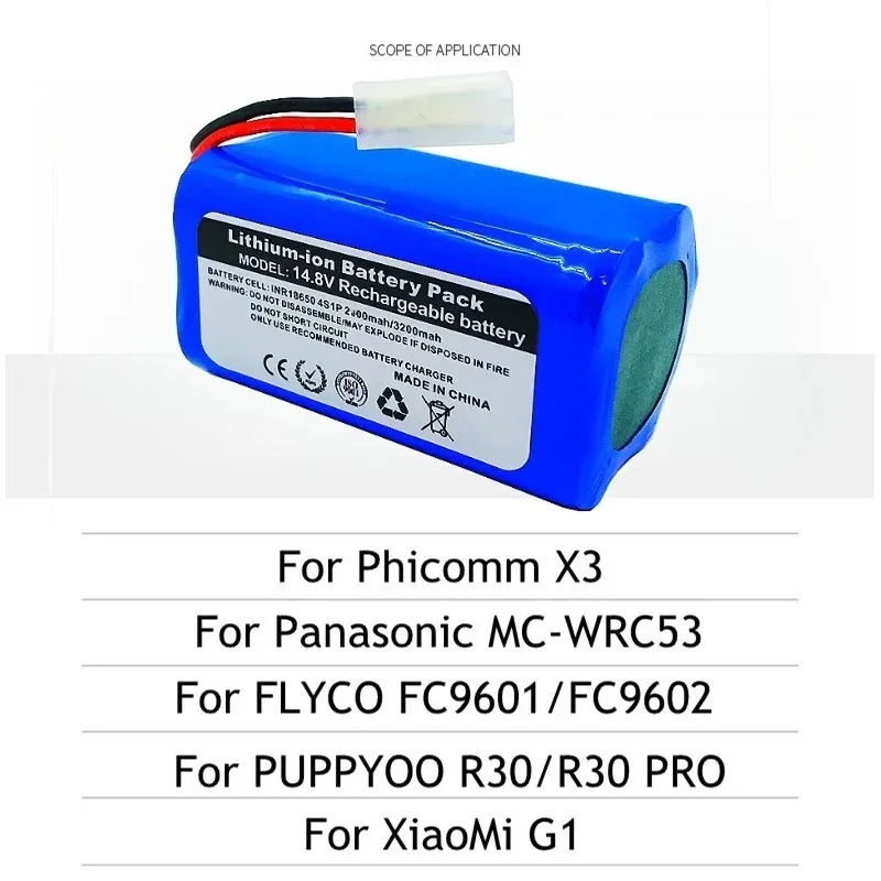 for Xiaomi Mi Robot Vacuum Mop Essential MJSTG1 Mijia G1 SKV4136GL Tefal Explorer Series H18650CH-4S1P 2600mah 6800mAh Battery
