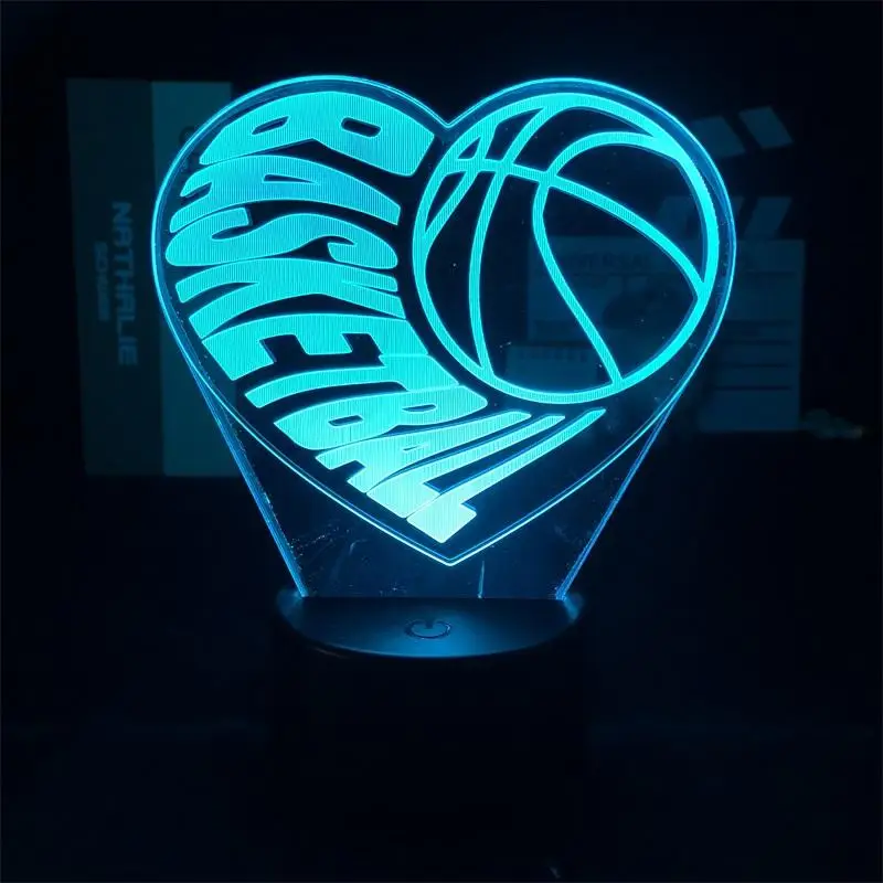 3D Night Light Love Basketball Projector Table Lamp Living Room Bedside Nightlight Home Decoration Cool Present for Teenagers