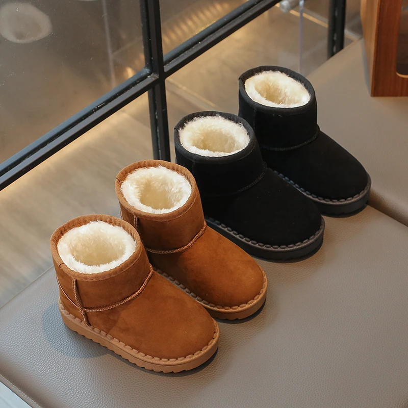 

Boys/Girls Snow Boots 2025 Autumn/Winter New Collection Solid Color Simple Kid's Cotton Shoes Warm Casual Children's Shoes