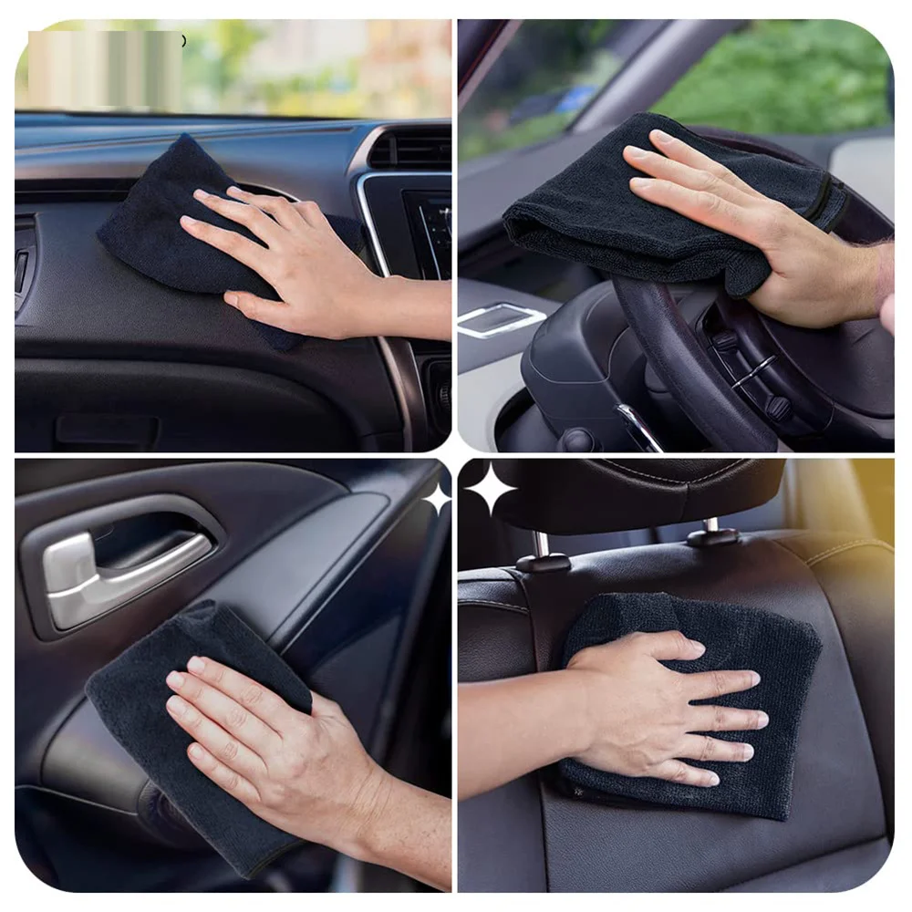 Black Microfiber Towels for Cars Drying Buffing Polishing Towel Premium All-Purpose Cleaning Cloths Absorbent Washing Towels