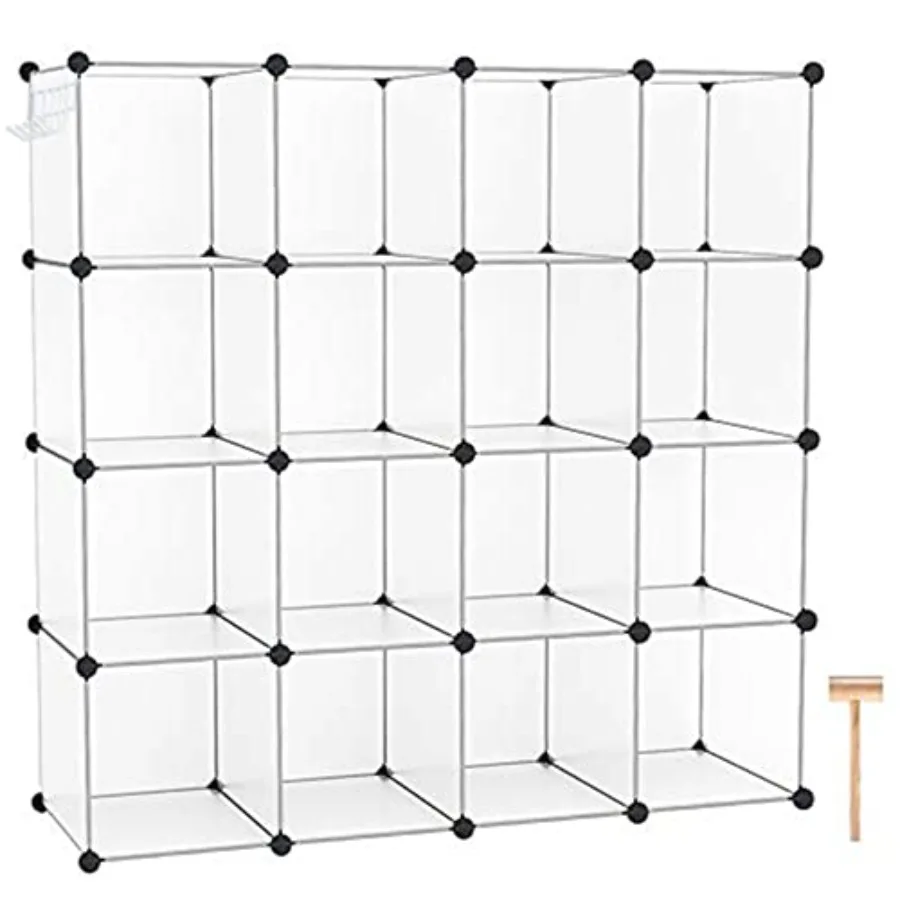 

Cube Storage Organizer 16-Cube Shelves Units Plastic Storage Cubes DIY Closet Organizer Modular Closet Storage Shelves Ideal fo