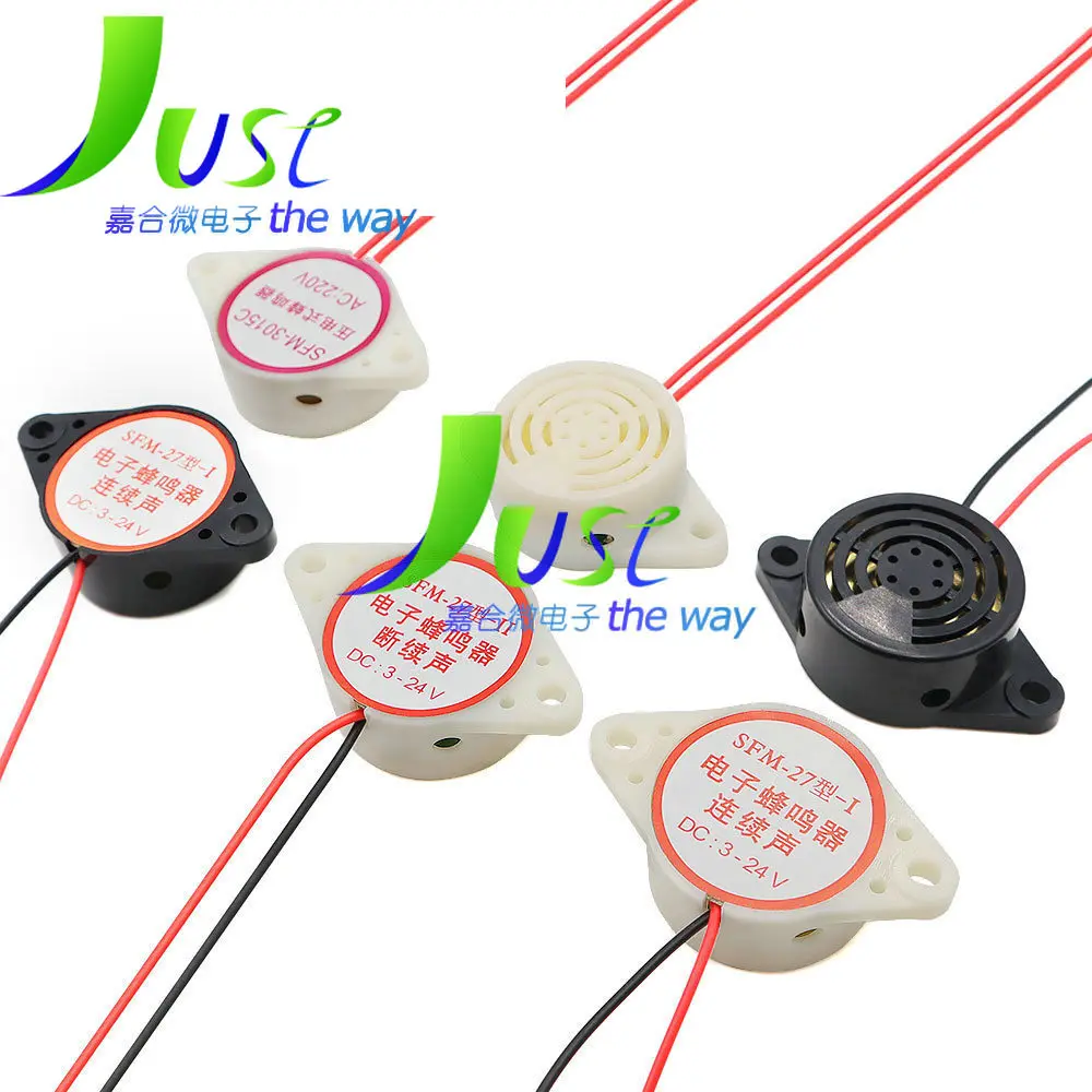 1Pcs 30*15MM 220V AC 110dB Continuous Audible Buzzer SFM-27 Piezoelectric Active Buzzer 3015 Piezo Buzzer With 110mm Wire