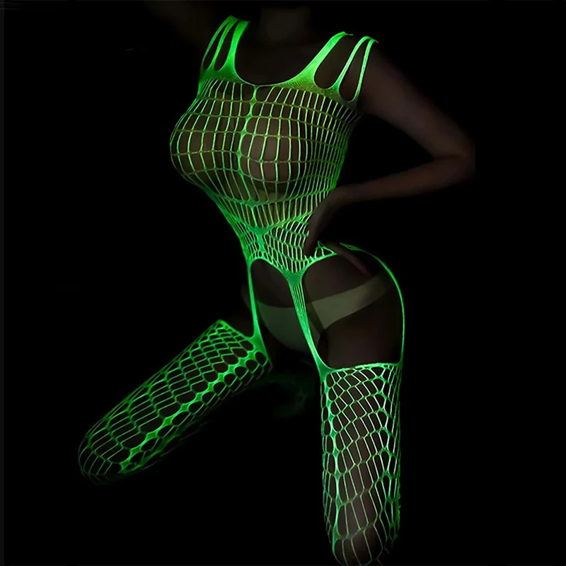 Luminous Sexy Lingerie Porn Bodystockings ​Women Bodysuits Underwear Crotchless Babydoll Female Fishnet Bodysuit Erotic Clothing