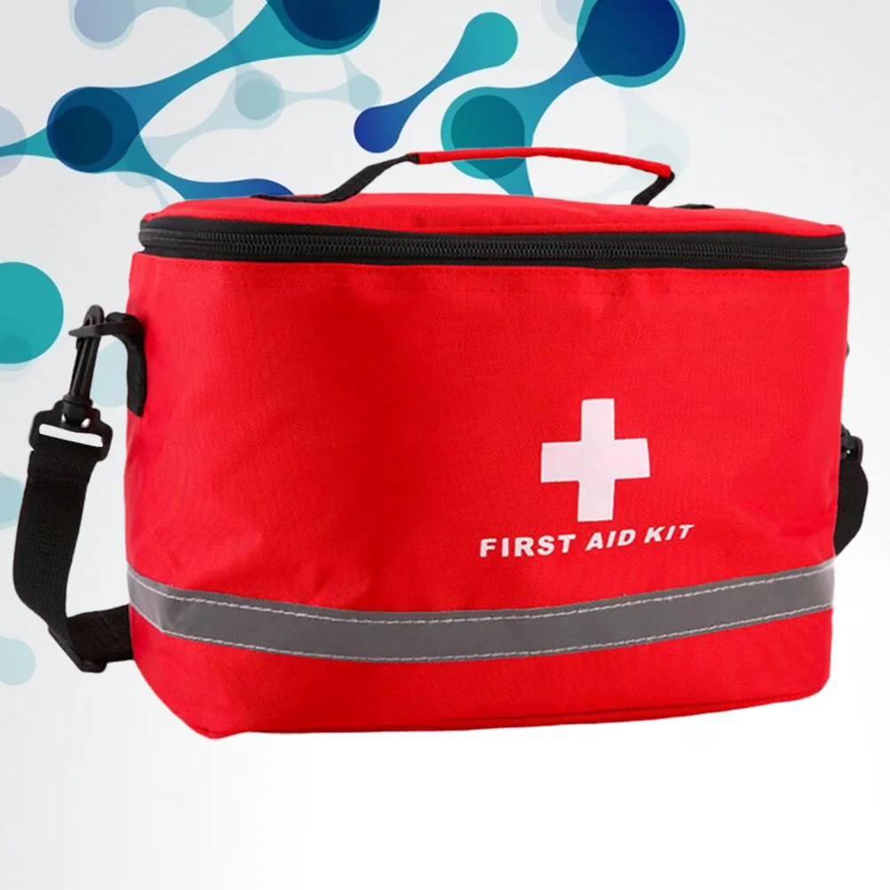 Cylinder Shape First Aid Bag Portable Red Emergency Survival Kit Handheld Shoulder Strap Outdoor Medical Accessories