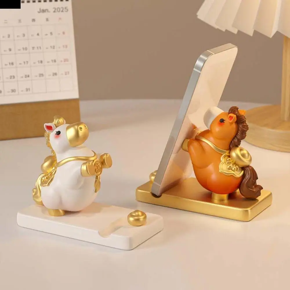 

Horse Mascot Zodiac Pony Phone Holder Resin Pony Shape Mobile Phone Stand Small Ornament 2026 Horse Year Cell Phone Bracket