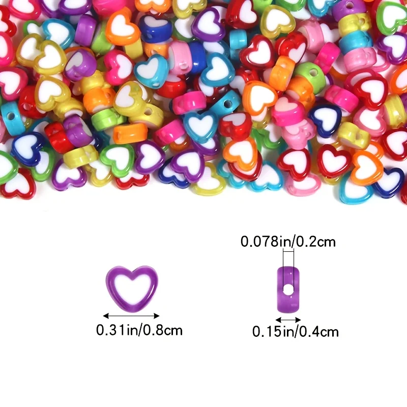 250pcs 8mm Acrylic Beads Double-Layer Valentine's Day Beads Peach Heart and Pentagram Mixed Dispersion Beads