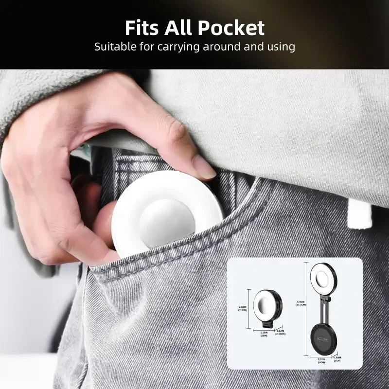 الهاتف المحمول المغناطيسي ملء الضوء مع مرآة البث المباشر التصوير الفوتوغرافي الهاتف مؤتمر الفيديو البث المباشر بقيادة الجيب الخفيفة #1