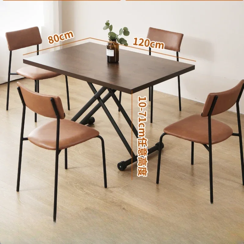 Mesa Industrial Coffe Tables Furniture Luxury Table Round Dinning Foldable Type Folding Liftable Modern Mesa Black Bar YN50DT