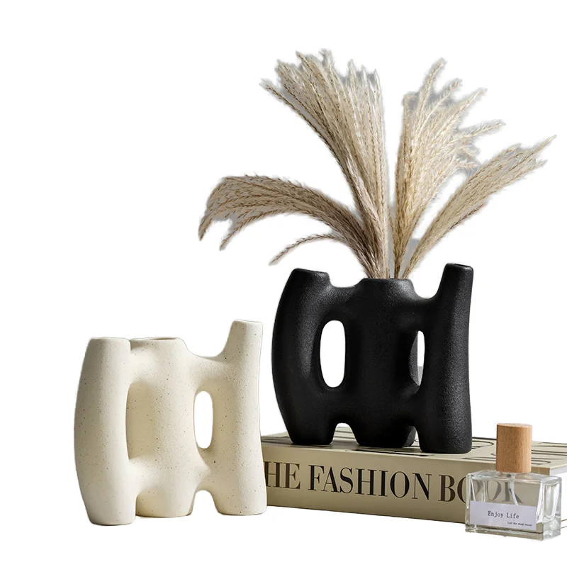 Rustic Eco-Friendly Ceramic Vase, Minimalist Tabletop Dried Flower Decor