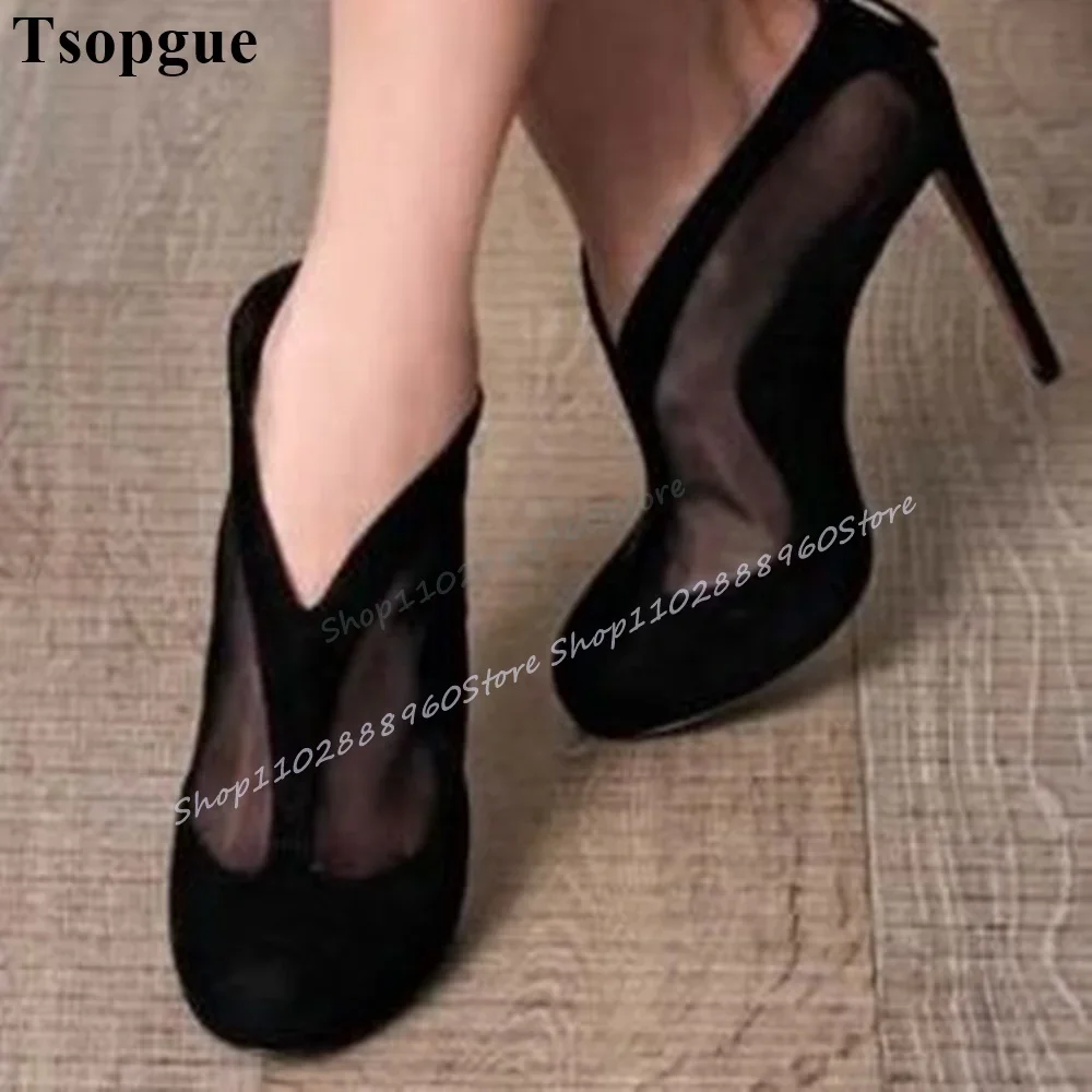 

Casual Black Air Mesh Flock Splicing Pumps Thin High Heel Women Shoes Back Zipper Pointed Toe 2025 Fashion Zapatos Para Mujere