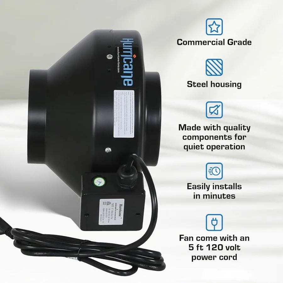 6 Commercial Grade Inline Fan for Phresh Black Ops Carbon Filters IdealAir Ducting and Clamps Titan Controls Ventilation System