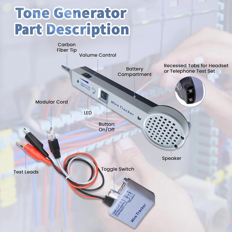 Tone Generator Kit, Wire Tracer Circuit Tester, 200EP High Accuracy Cable Tester, Tone And Probe Kit Line Finder Easy Install