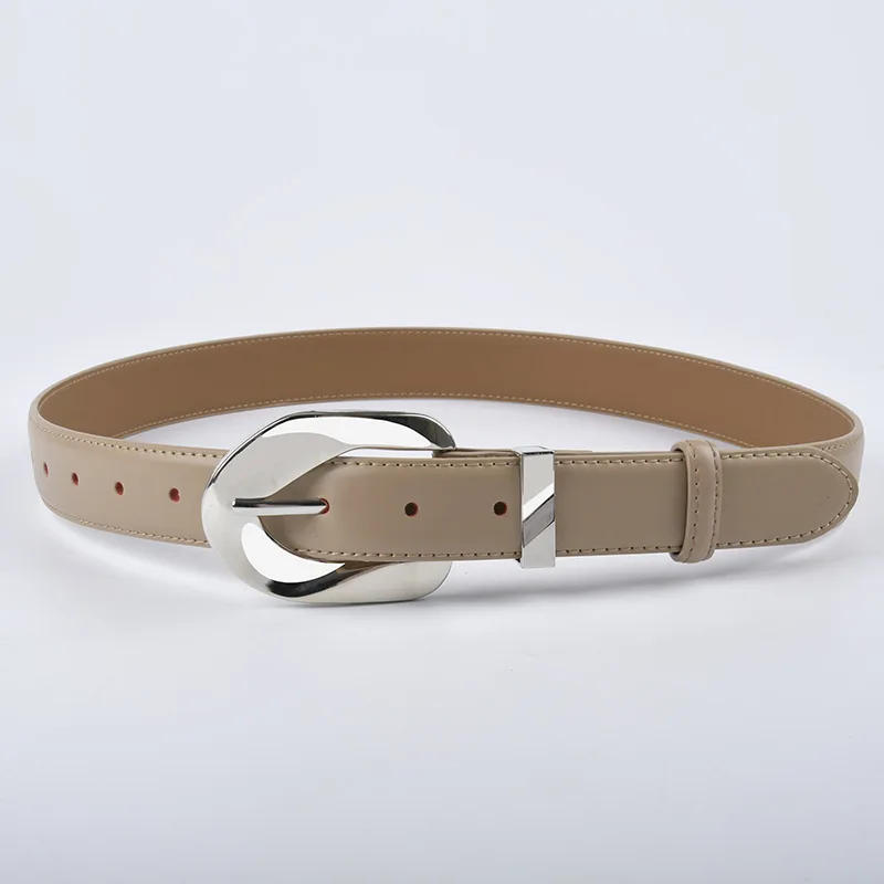 二層牛革製レディースベルト、レトロでシンプルな多用途ベルト、ジーンズやカジュアルパンツに最適