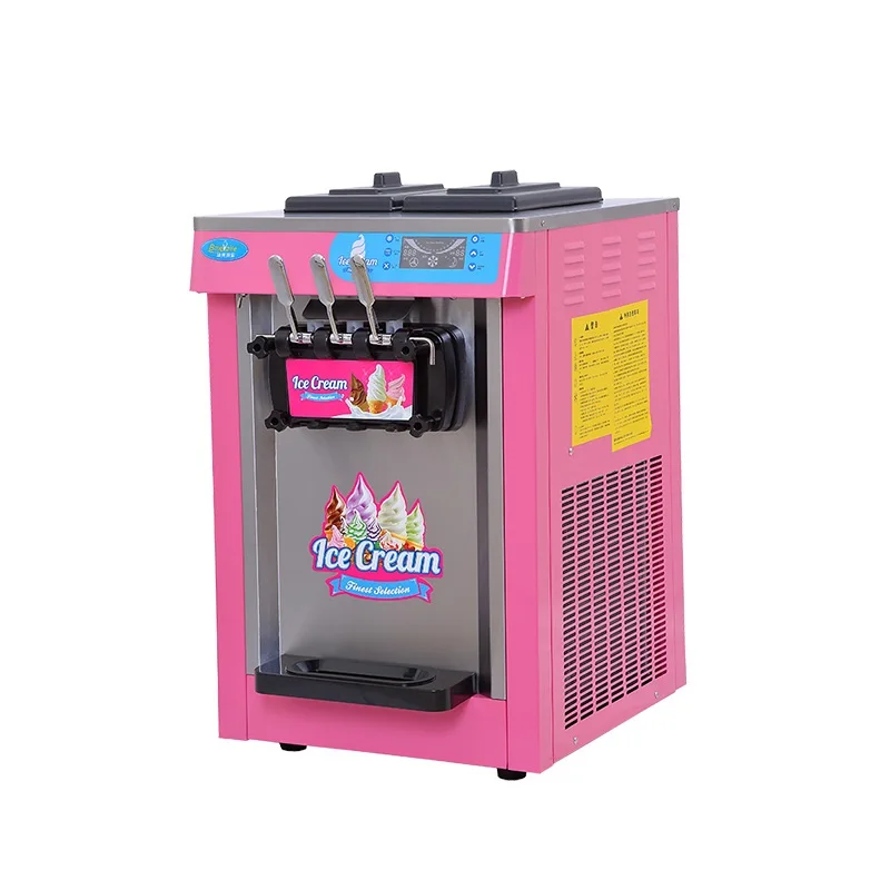 Desktop 20L Commercial Ice Cream Machine Three-head Soft Ice Cream Maker Machine Pink Color Electric 1900w For Sale In Kuwait