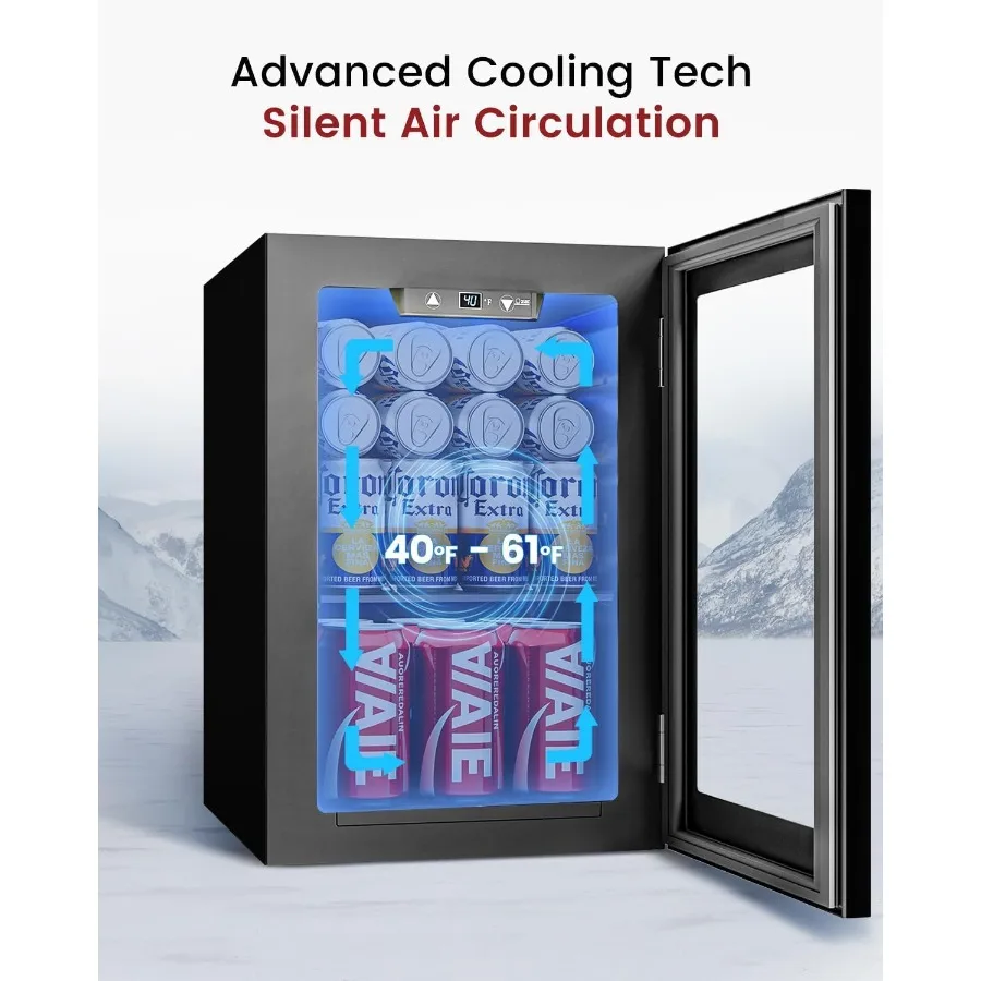 ثلاجة تبريد المشروبات - ثلاجة مشروبات صغيرة 24 علبة مع تحكم في درجة الحرارة لمشروب مياه الصودا والبيرة وسيلا النبيذ الصغيرة #6