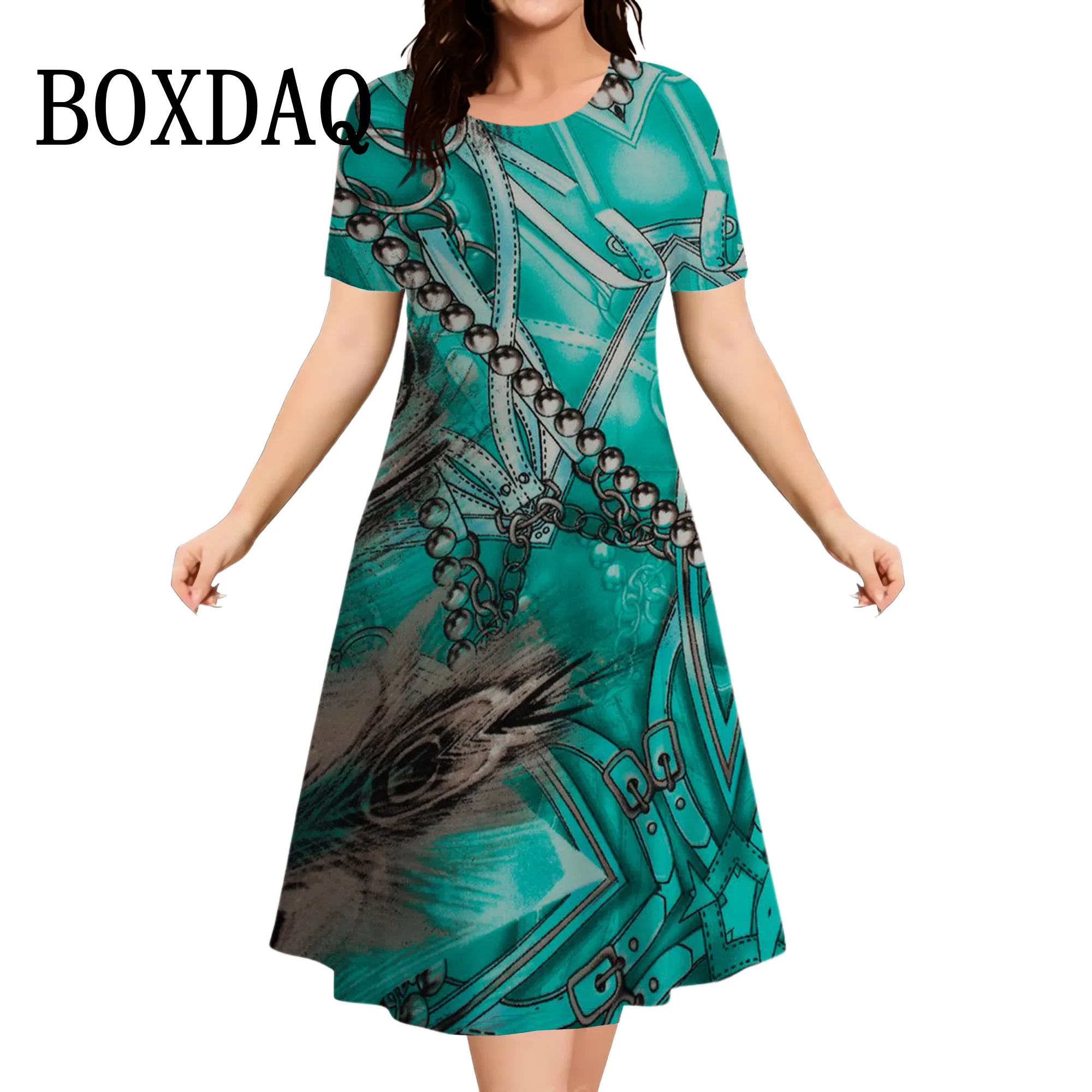 Fashion Abstract 3D Print Women's Dresses Summer Retro Short Sleeve Dress Summer Casual Pullover Plus Size Dress Loose Sundress