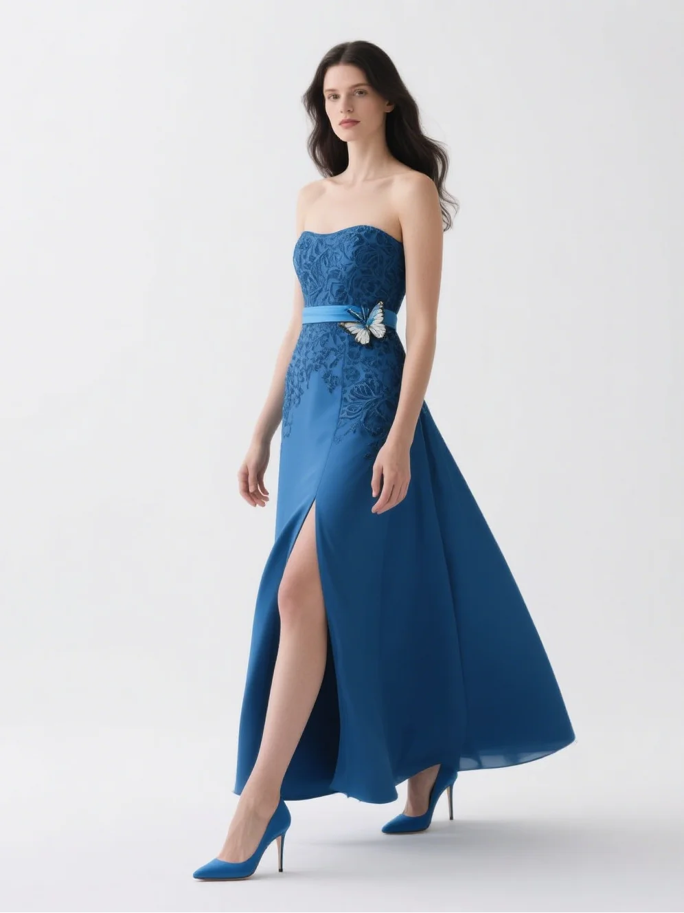 

Elegant Modern A-Line Evening Dress Strapless Chiffon Appliques Sash Ankle Length Sleeveless Party Wear 2025 free customized