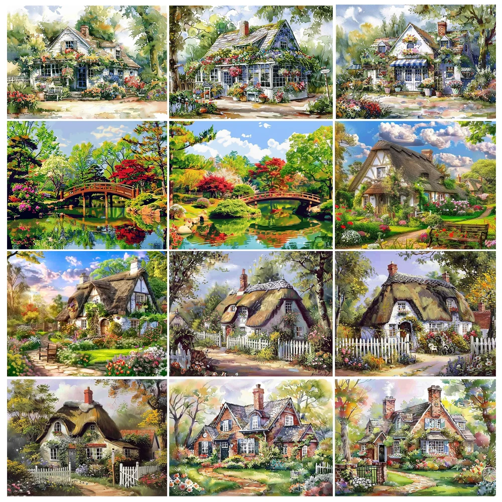 pintura-a-mao-paisagem-casa-de-campo-edificio-branco-pintura-de-flores-por-numeros-kit-diy-arte-em-tela-decoracao-de-casa-presente