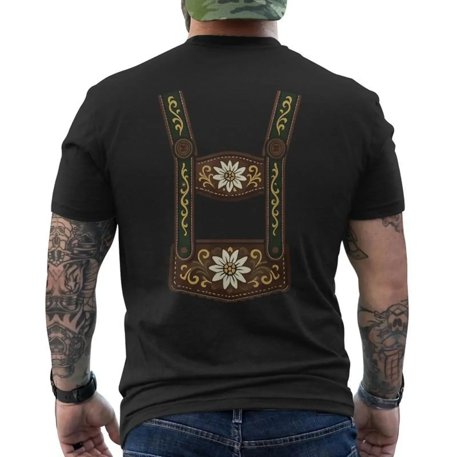 Oktoberfest Tracht T shirt imprimé au dos Cadeauxyz vintage Washed fashion Unisex homme Stretched streetwear graphic Stylish