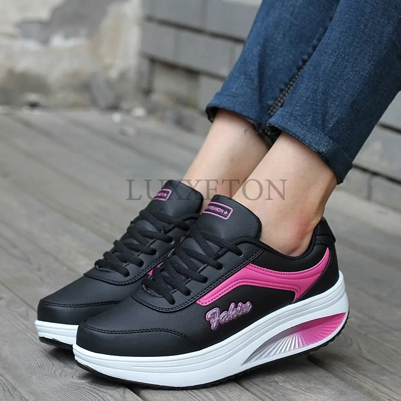 New Outdoor Autumn Winter Women Rocking Shoes with Thick Leather Surface and Sponge for Comfortable Travel Sports Women Shoes