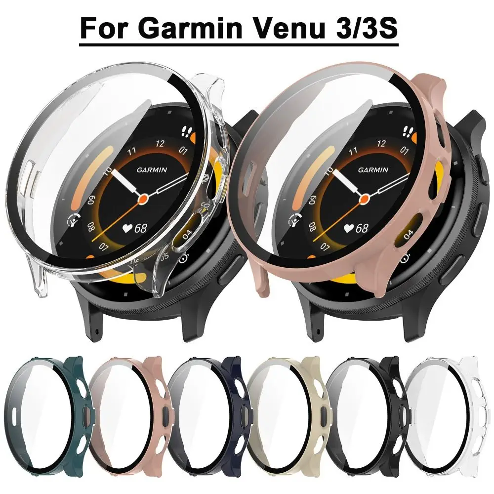 PC+Tempered Protective Case New Full Cover Smart Cover Shell Hard Accessories Screen Protector for Garmin Venu 3/3S Smart Watch