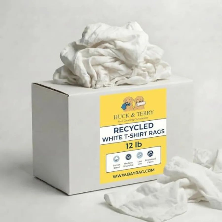

White T-Shirt Bag of Rags, 100% Recycled Material, Cotton Blend Bar Mop, Reclaimed, Eco-Friendly Cloth, Cleaning and Painting R