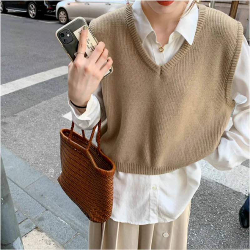 

Loose V-Ne ort Vest Top Women's Street Sle Outerwear Long Sve A-Line Sweater Spring Autumn Season Other Material