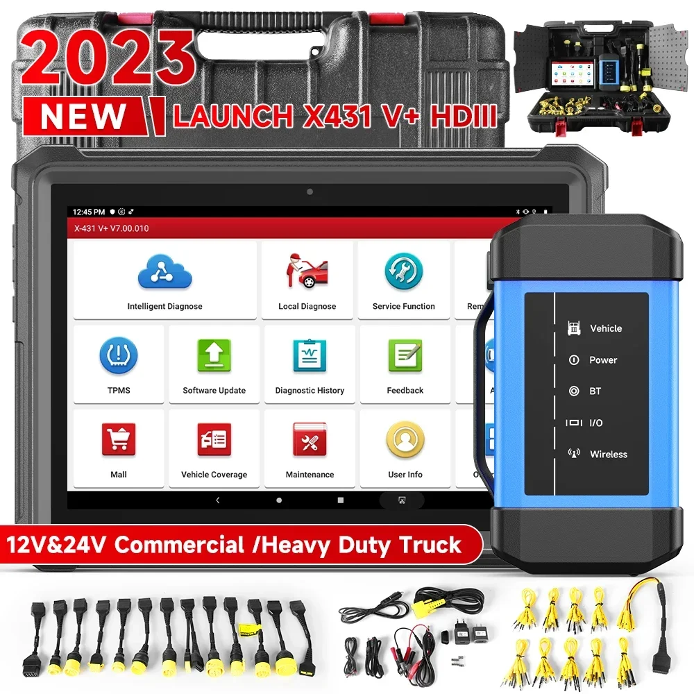 LAUNCH X431 V+HDIII HD3 Commercial Vehicle 12V/24V Heavy Duty Truck Diagnostic Scanner Automotive Diesel Machinery Bus Scan Tool