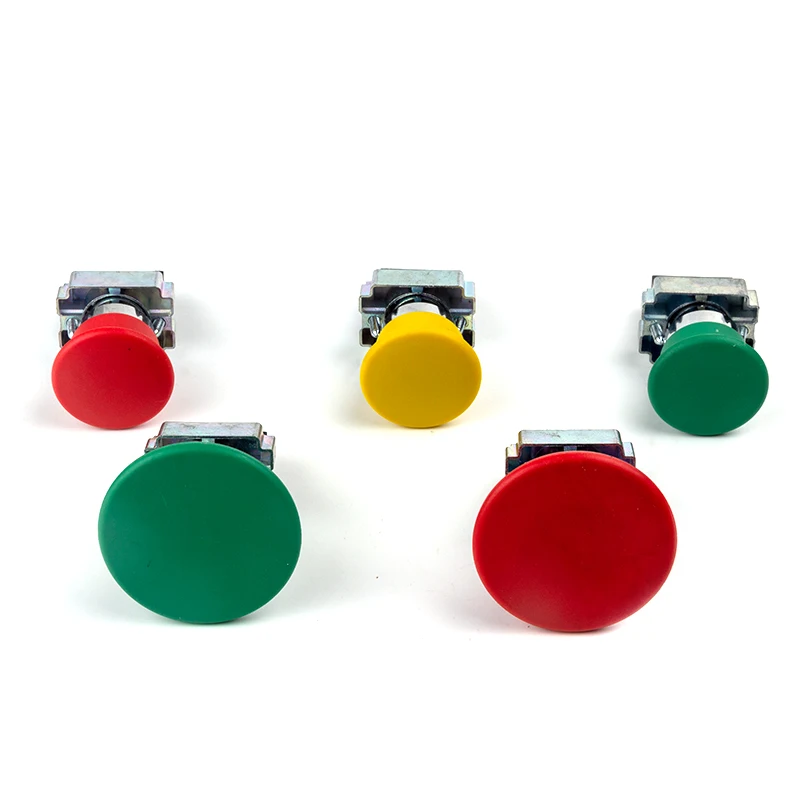 22mm XB2-BC31/BC42/BC51/BR31/BR42 Mushroom Head 60mm Push Button Switch Self-reset/Momentary Red Green Yellow 10A/600V