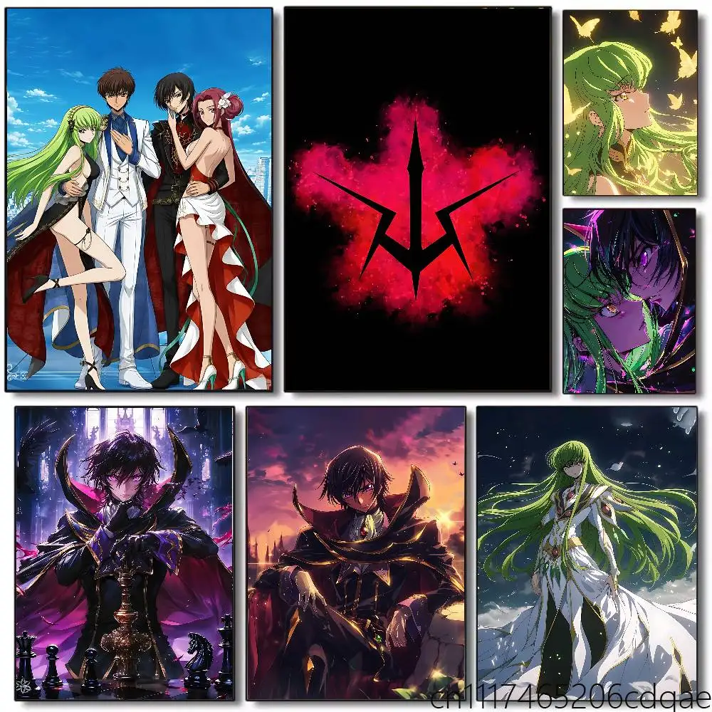 FOR Code Geass Lelouch Poster Self-adhesive Art Waterproof Paper Sticker Coffee House Bar Room Wall Decor