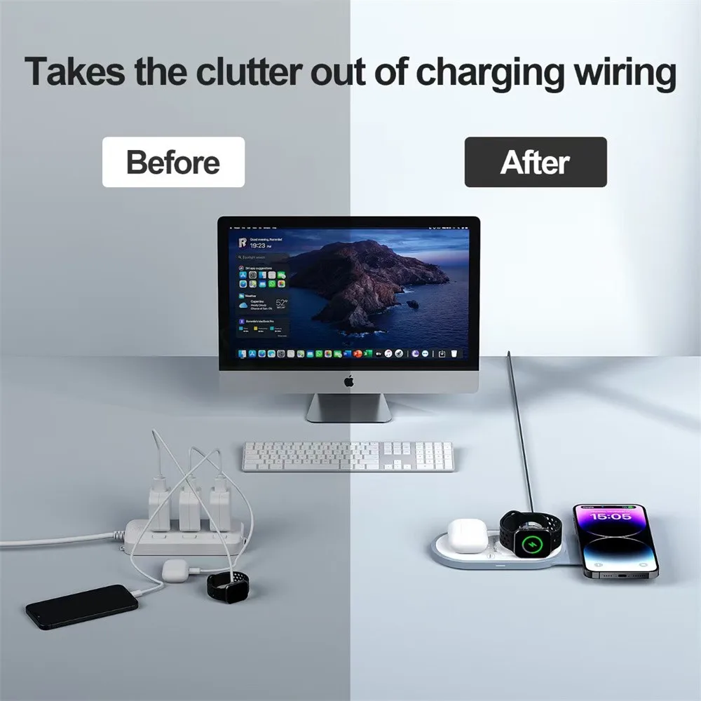 المغناطيسي شفط Magsafe شاحن لاسلكي وسادة قوس قابلة للطي بسرعة شحن لاسلكي محطة قاعدة مناسبة ل iPhone 16 15 14 Pro Max Apple Watch 9 8 AirPods Pro 3 2 #5