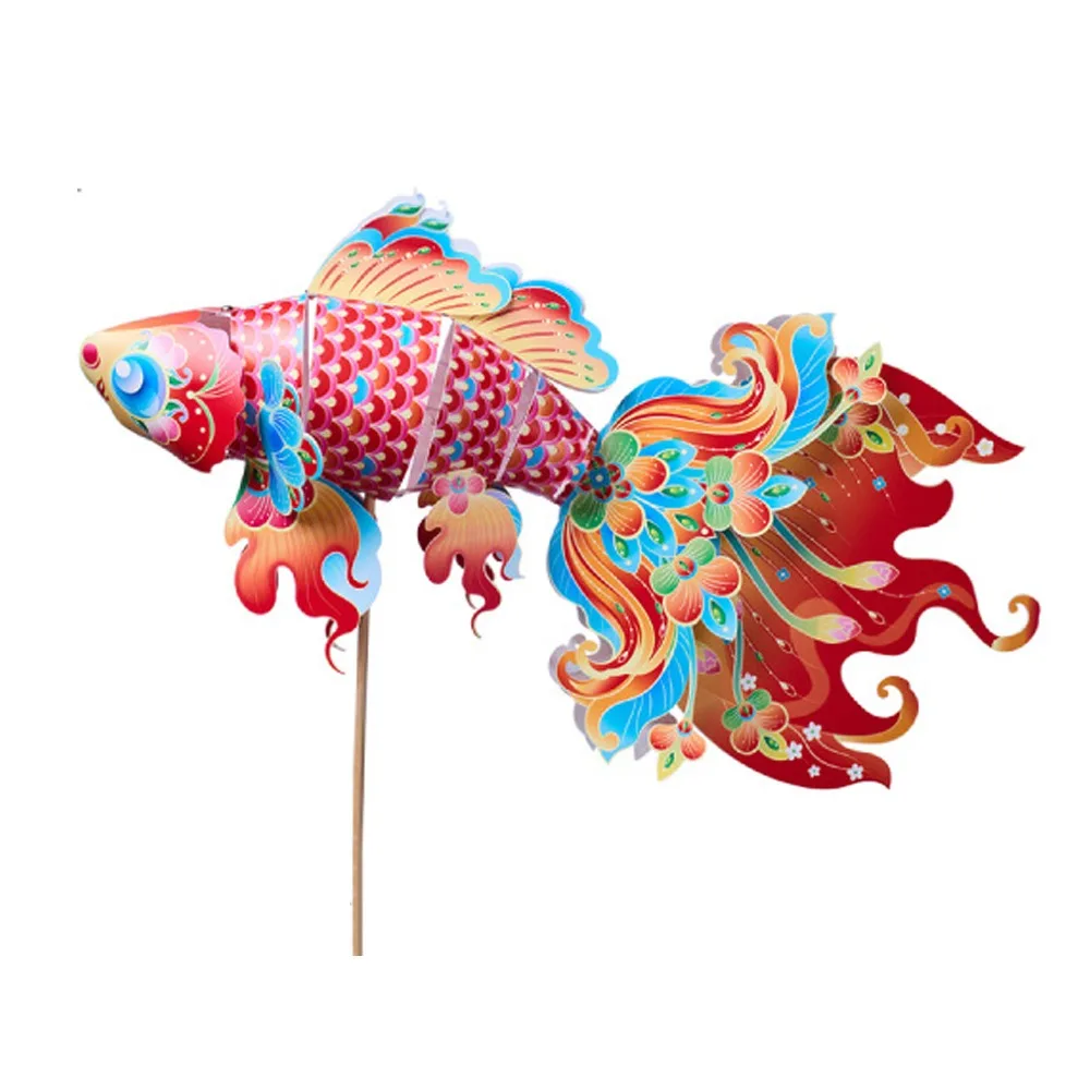 Linterna de pescado de Año Nuevo de estilo chino, linterna de mano tradicional impermeable para niños, linterna de celebración de dibujos animados