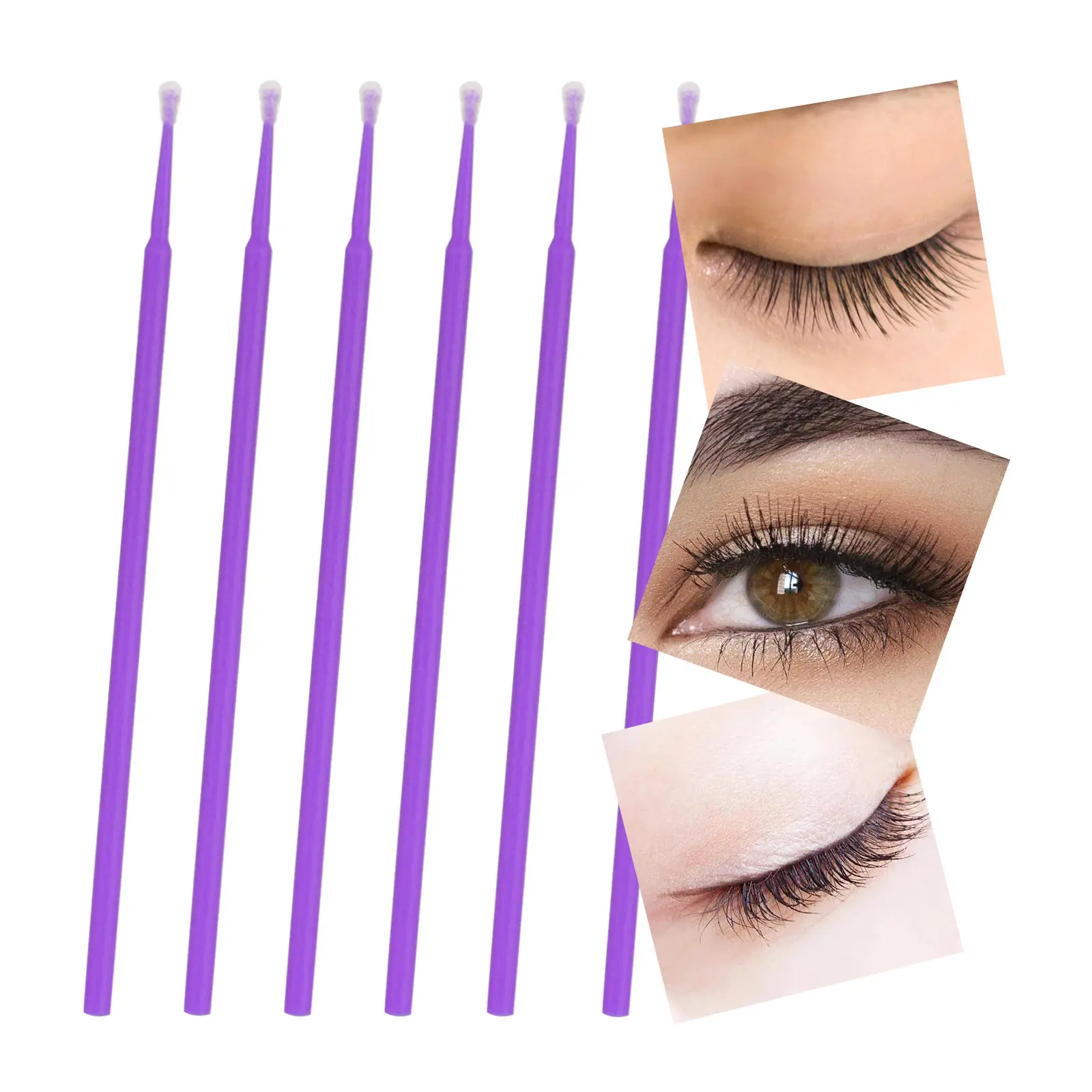 100 個まつげクリーニングブラシまつげエクステンションマイクロ綿棒まつげメイクアップクリーンリムーバーツールアイマスク眼帯付き