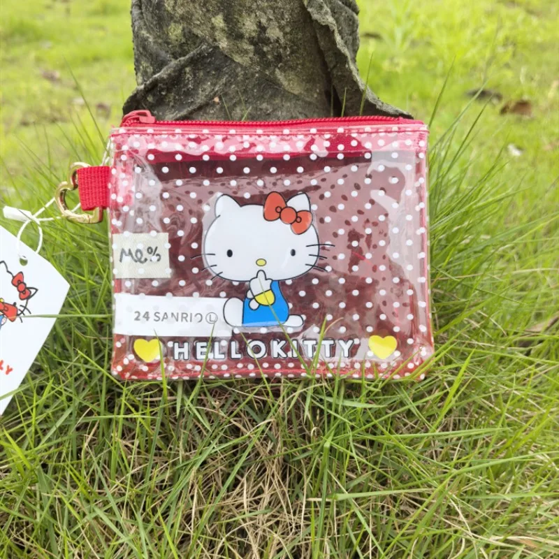 

Cute Hello Kitty Wallet Fashion Transparent Handheld Storage Bag Cartoon Coin Small Bag Holiday Gift Women Accessories Wholesale