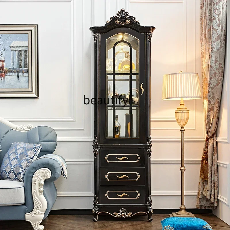 R Europese stijl enkele en dubbele deur wijnkast luxe huis retro muur lade locker vitrinekast Frans dressoir