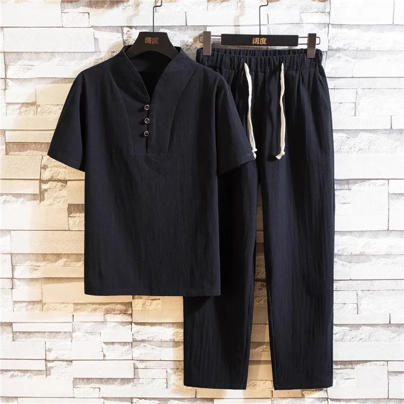 Pyjama en coton à manches courtes pour hommes, vêtements de nuit décontractés, vêtements de détente pour hommes, vêtements de nuit à la mode, grand