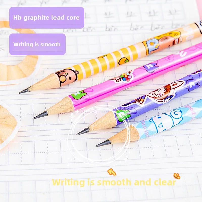 12 Pcs Cartoon HB Pencil Constant Core Cute School Student Round Rod with Colored Eraser Children's Wooden Lead Pencils image 2