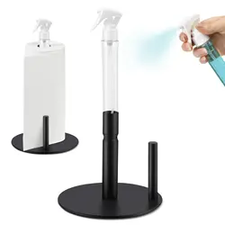Paper Towel Holder with Spray Bottle, Stainless Steel Countertop Paper Towel Holder, Tissue Roll Rack for Kitchen Bathroom.
