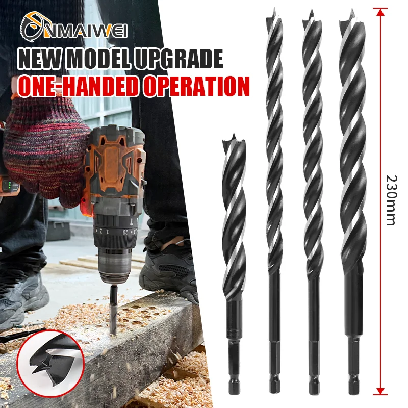 

Three Blade Fast Drill 155/230mm 6.35mm Hex Handle Woodworking Support Roller Drill Plastic Edge Cleaning Flashlight Drill
